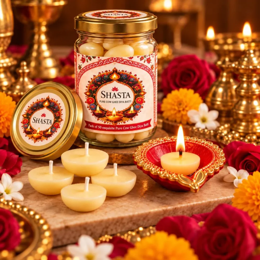 SHASTA Pure Cow Ghee Diya Batti – 40 Minutes (150 Battis)