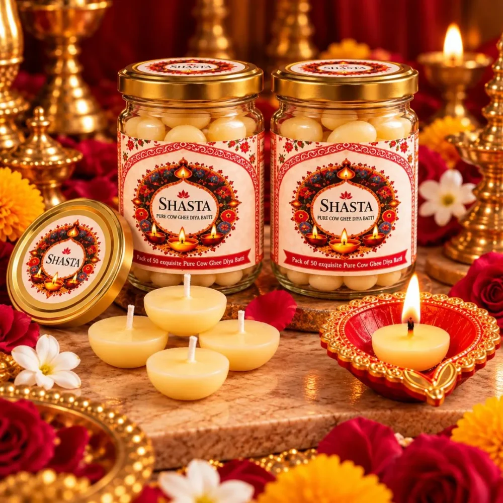 SHASTA Pure Cow Ghee Diya Batti – 40 Minutes (100 Battis)